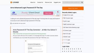 Arris Advanced Login Password Of The Day