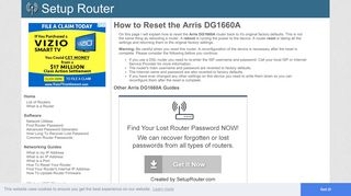 Arris DG1660A Reset Router to Default - SetupRouter