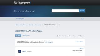 Solved: ARRIS TM1602A LAN Admin Access - Welcome to the Forums