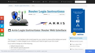 login to the Arris router's web interface - RouterReset