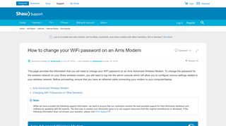 How to change your WiFi password on an Arris Modem | Shaw Support