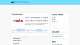 Frontier Router Login | IP | Username & Password | How to Login to ...