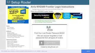 How to Login to the Arris NVG589 Frontier - SetupRouter