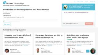How to reset the wireless password on a Arris TM502G? - JustAnswer