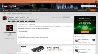 Arris VAP 3400 login - Networking - Linus Tech Tips
