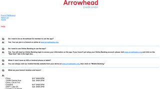 Arrowhead Credit Union - FAQs