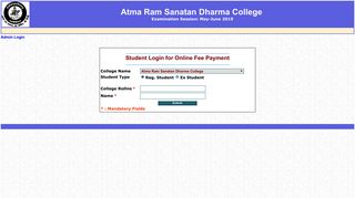 Student Login for Online Fee Payment