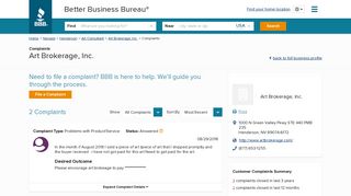 Art Brokerage, Inc. | Complaints | Better Business Bureau® Profile