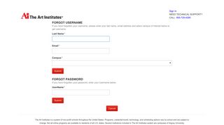 Forgot Username or Password? - The Art Institutes - Online Application