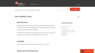 Artec Installation Center – Artec Support Center