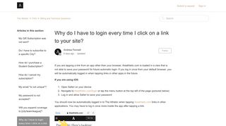Why do I have to login every time I click on a link to your site? – The ...