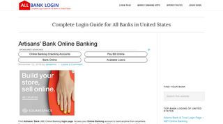 Artisans' Bank Login Page - Online Banking - Delaware - All Bank Login