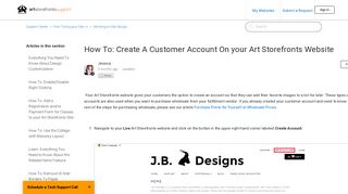 How To: Create A Customer Account On your Art Storefronts Website ...