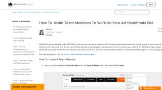How To: Invite Team Members To Work On Your Art Storefronts Site ...