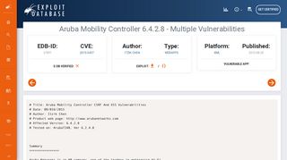 Aruba Mobility Controller 6.4.2.8 - Multiple Vulnerabilities - Exploit-DB