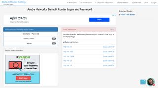 Aruba Networks Default Router Login and Password - Clean CSS