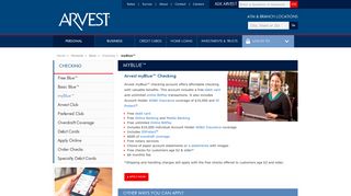 Arvest Bank MyBlue Checking Account