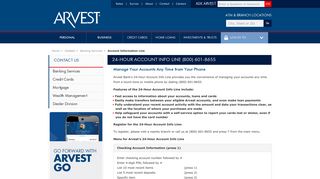 Arvest: Contact: Banking Services: Account Information Line