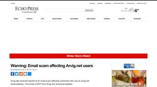 Warning: Email scam affecting Arvig.net users | Echo Press