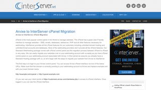 Arvixe to InterServer cPanel Migration - Interserver Tips