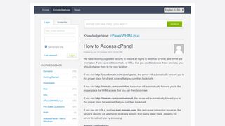 How to Access cPanel - Powered by Kayako Help ... - Support Arvixe