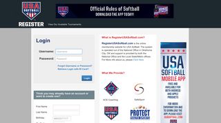 Retrieve Login with ID Card? - Register USA Softball