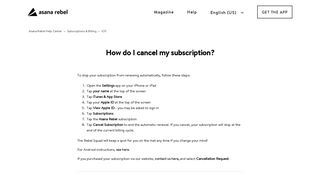How do I cancel my subscription? – Asana Rebel Help Center