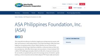 ASA Philippines Foundation, Inc. (ASA) | WE-APEC