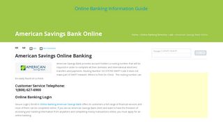 American Savings Bank Online | Online Banking Information Guide