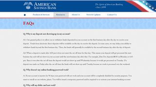 FAQs | American Savings Bank