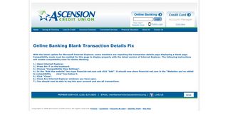 Online Banking Blank Transaction Details Fix - Ascension Credit Union