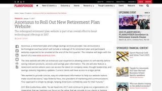 Ascensus to Roll Out New Retirement Plan Website | PLANSPONSOR