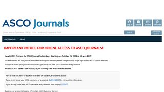New Login Process for ASCO Jourrnals - ASCO Journals