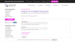 Log In or Create Account | Associated Skin Care Professionals