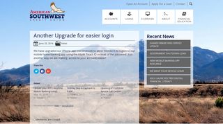 Another Upgrade for easier login - American Southwest Credit Union