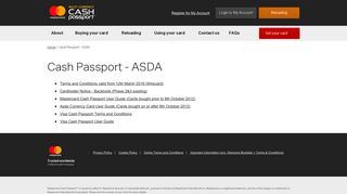 Cash Passport - Asda - Important Information | MasterCard