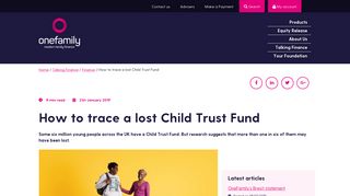 Find out how to trace a lost Child Trust Fund | OneFamily