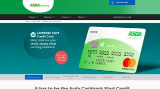 Cashback Start Credit Card - No Annual Fee - Asda Money