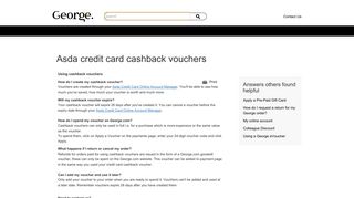 Asda credit card cashback vouchers - George Customer Service