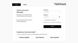 Log In - Online Account Manager | Topman