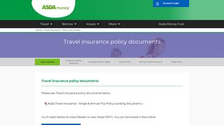 Travel Insurance Policies - Asda Money