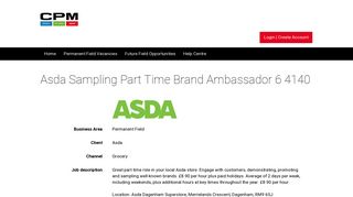 Asda Sampling Part Time Brand Ambassador 6 4140 - CPM