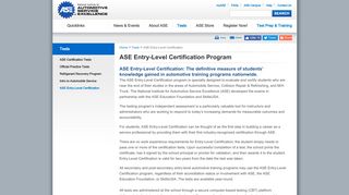 ASE Entry-Level Certification - ASE