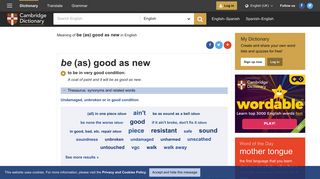 BE (AS) GOOD AS NEW | meaning in the Cambridge English Dictionary