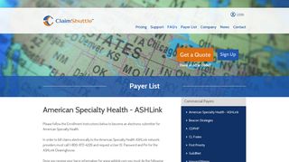 ClaimShuttle - American Specialty Health - ASHLink