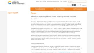 American Specialty Health Plans for Acupuncture Services