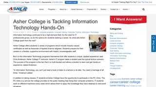 Asher College is Tackling Information Technology Hands-On - Asher ...
