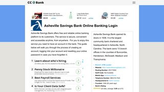 Asheville Savings Bank Online Banking Login - CC Bank