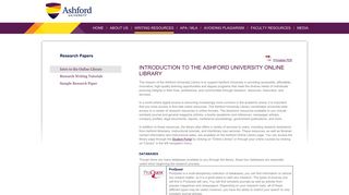 Introduction to the Ashford University Online Library - Ashford Writing