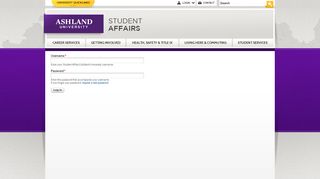 Log in | Student Affairs | Ashland University